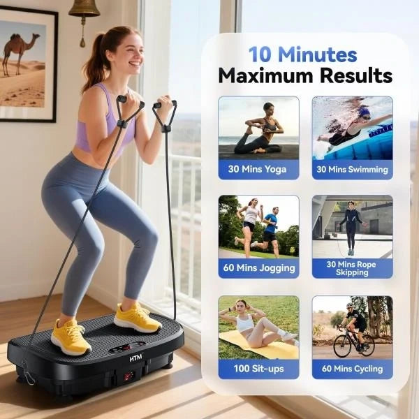 Vibration Plate Exercise Machine 330lbs Capacity 120 Speed Levels 5 Program Modes Black