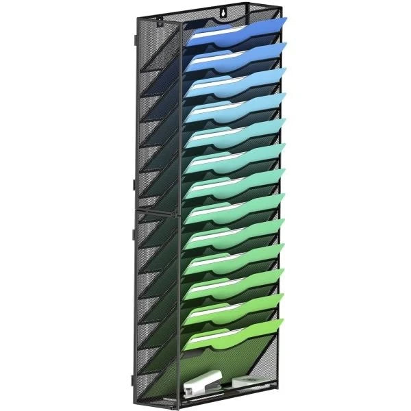 -Tier Wall File Organizer Hanging Magazine Holder