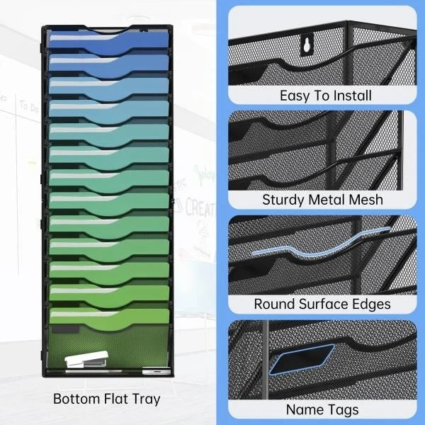 -Tier Wall File Organizer Hanging Magazine Holder