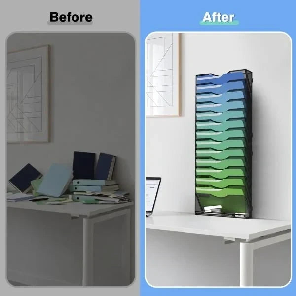 -Tier Wall File Organizer Hanging Magazine Holder