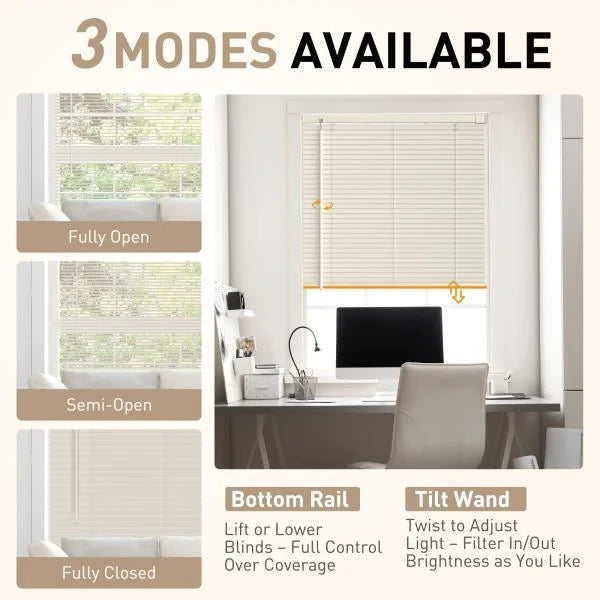 No Drill Mini Horizontal Window Blinds  Shades 35 Wx48 H Cream