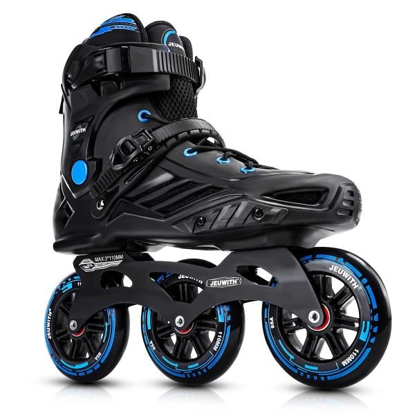 Inline Skates 110mm 3-Wheel Professional Fitness Blades Black  Blue Men 10-11Women 11-12