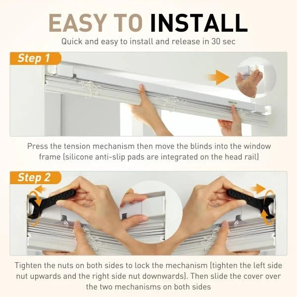 No Drill Mini Horizontal Window Blinds  Shades 35 Wx48 H Cream
