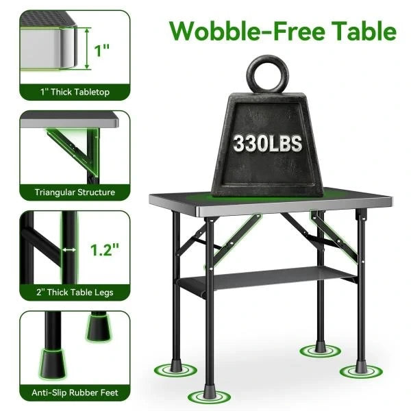 Foldable Pet Grooming Table 35.5 L x 23.6 W x 30 H with Adjustable 33.5 Arm and Tray