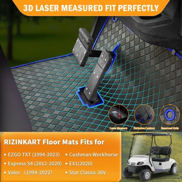 Upgraded Golf Cart Floor Mat for EZGO TXT 1994 Express S4 Blue Trim