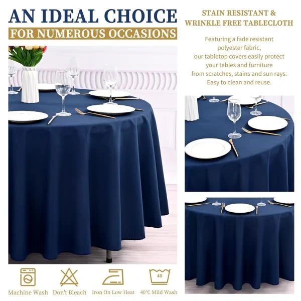 Inch Navy Blue Round Polyester Tablecloths 10 Pack
