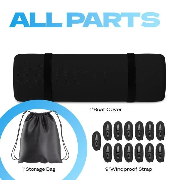 D Heavy Duty Waterproof Boat Cover 2224 ft for Bass Boat V-Hull Runabout Fish  Ski Black