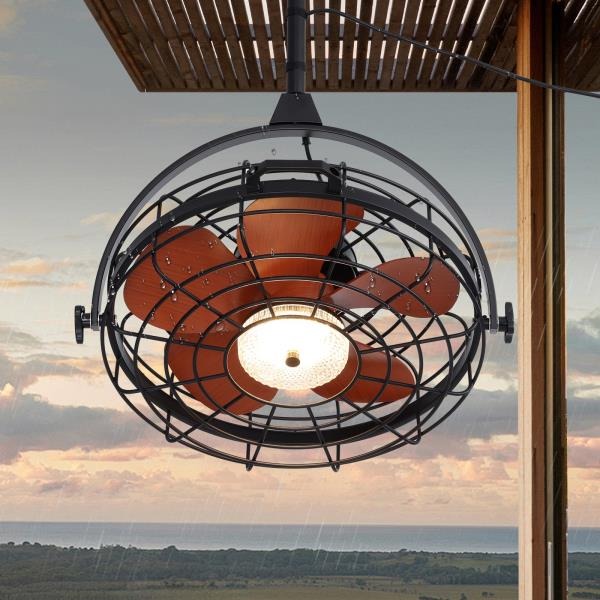 Waterproof Outdoor Ceiling Fan with Light 6-Speed  3 CCT LED Caged Smart Fan