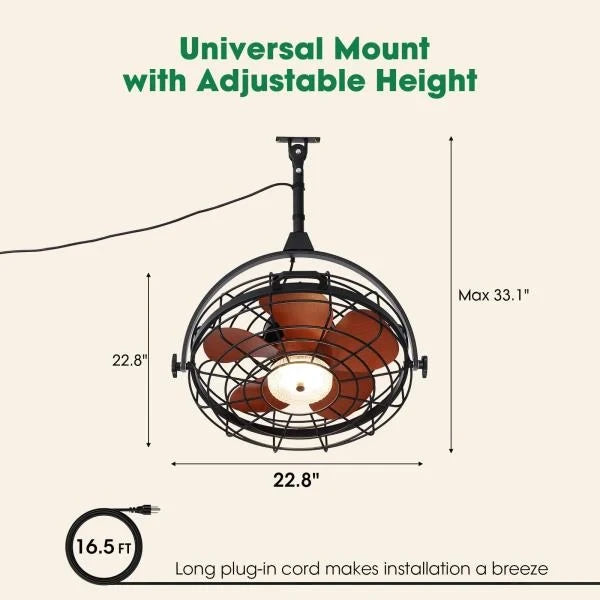 Waterproof Outdoor Ceiling Fan with Light 6-Speed  3 CCT LED Caged Smart Fan
