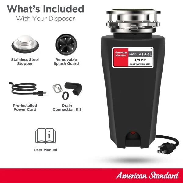 American Standard Slim Line Garbage Disposal 34 HP Black
