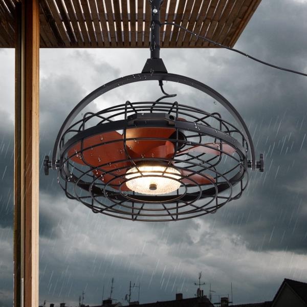 Waterproof Outdoor Ceiling Fan with Light 6-Speed  3 CCT LED Caged Smart Fan