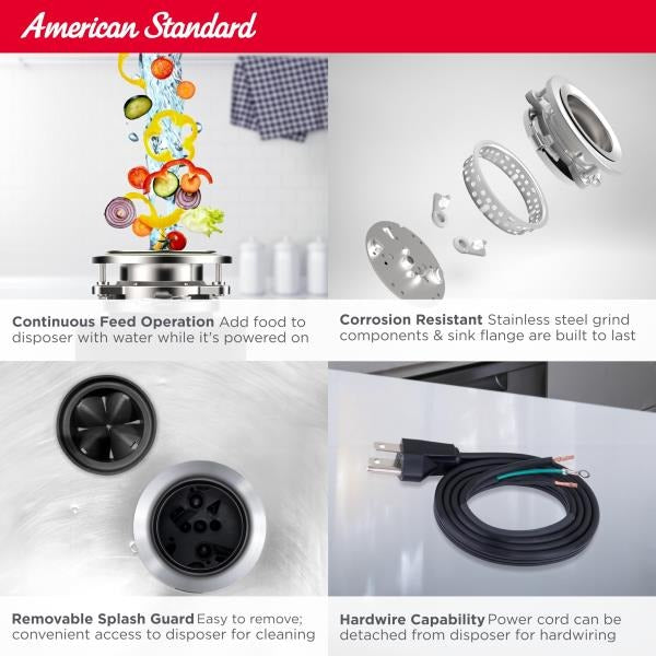American Standard Slim Line Garbage Disposal 34 HP Black
