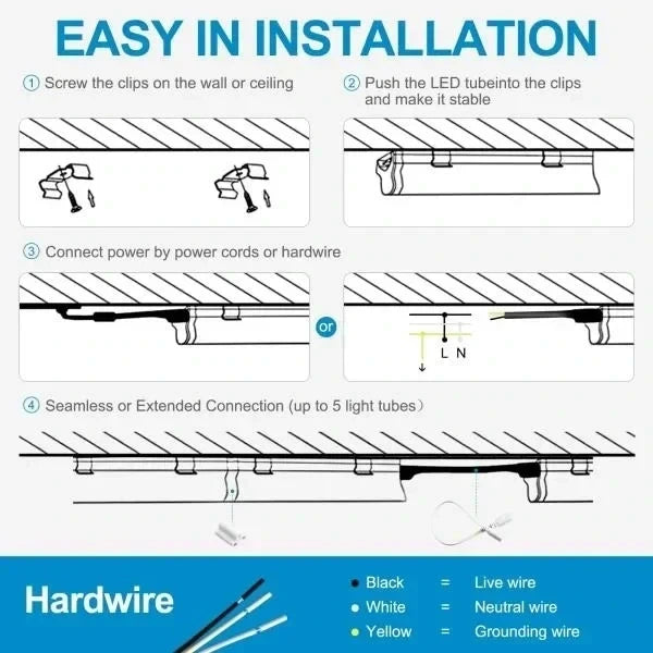 FT LED Shop Lights 2200LM 6500K 20W Linkable LED Light Bar 20 Pack