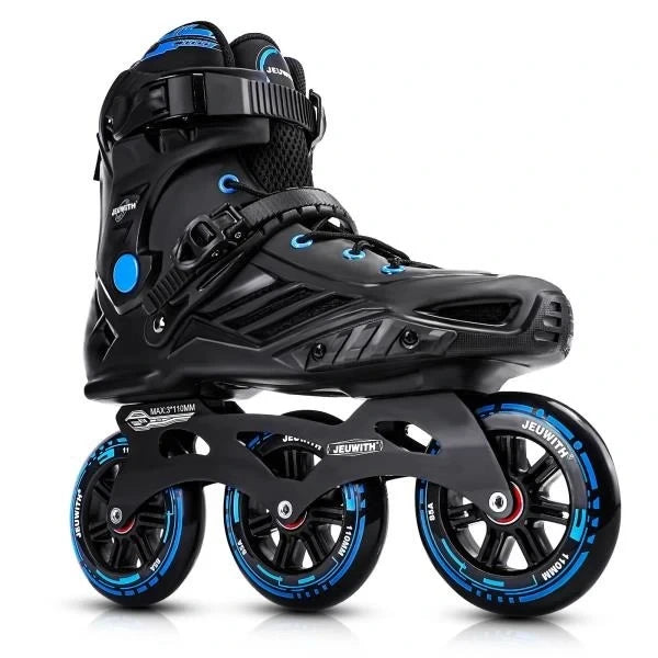 Inline Skates 110mm 3-Wheel Professional Fitness Blades Black  Blue Men 10-11Women 11-12