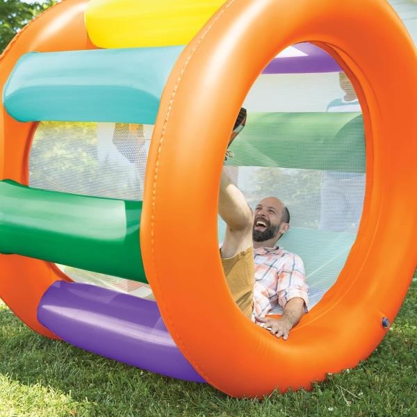 Giant Inflatable Rainbow Land Roller with Mesh Interior 67 Outer Diam. x 45 Inner Diam.