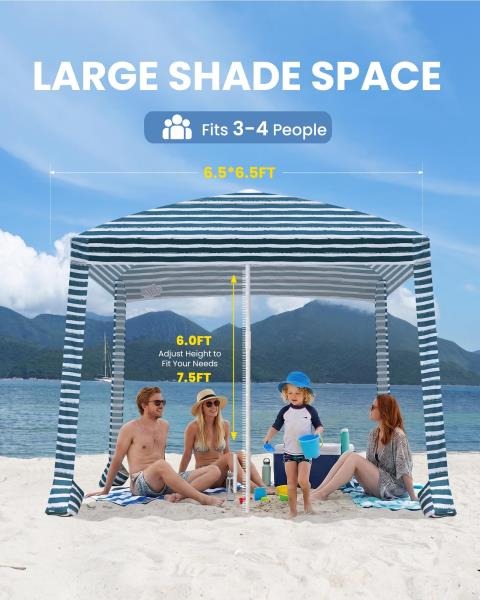 Foldable Beach Cabana with Sandbags 6.5 Sailor Stripes