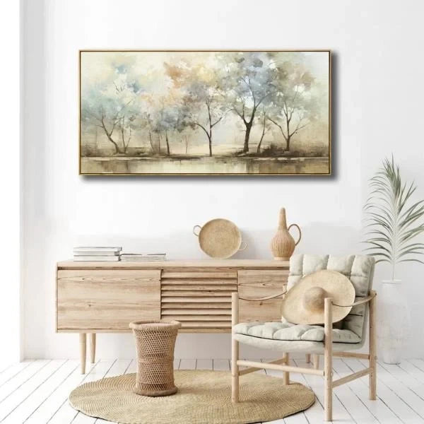Abstract Wall Art Retro Trees Canvas Painting 30x60 Inch