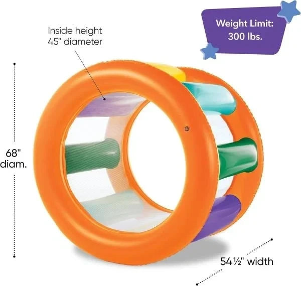Giant Inflatable Rainbow Land Roller with Mesh Interior 67 Outer Diam. x 45 Inner Diam.