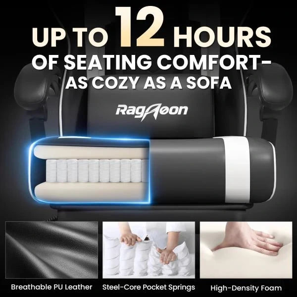 Ergonomic Video Gaming Chair for Adults with Footrest Arctic White