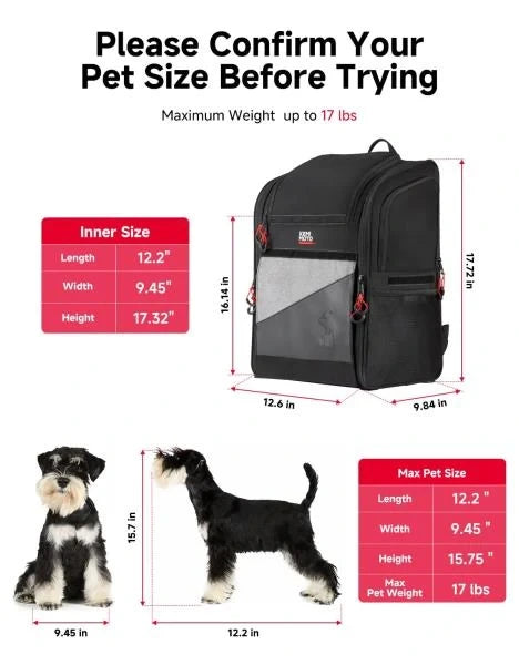 Expandable Motorcycle Pet Carrier Backpack for Small Dogs and Cats Under 17 lbs