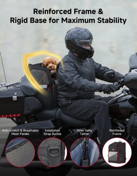 Expandable Motorcycle Pet Carrier Backpack for Small Dogs and Cats Under 17 lbs