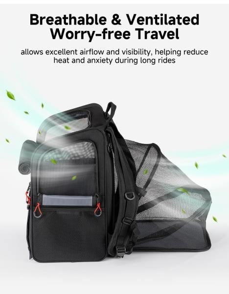 Expandable Motorcycle Pet Carrier Backpack for Small Dogs and Cats Under 17 lbs