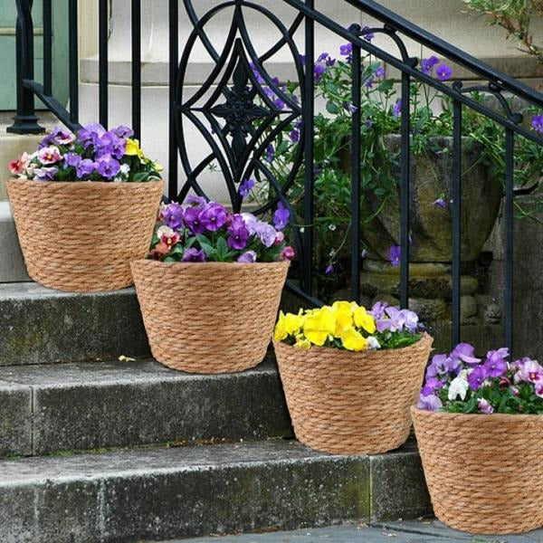 Pcs Large Premium Seagrass Planter Baskets with Plastic Lining 10.2x7.5x7.5