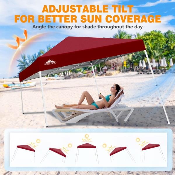 x10 Slant Leg Pop Up Canopy Tent Burgundy
