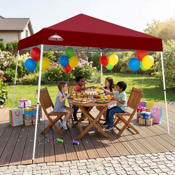 x10 Slant Leg Pop Up Canopy Tent Burgundy