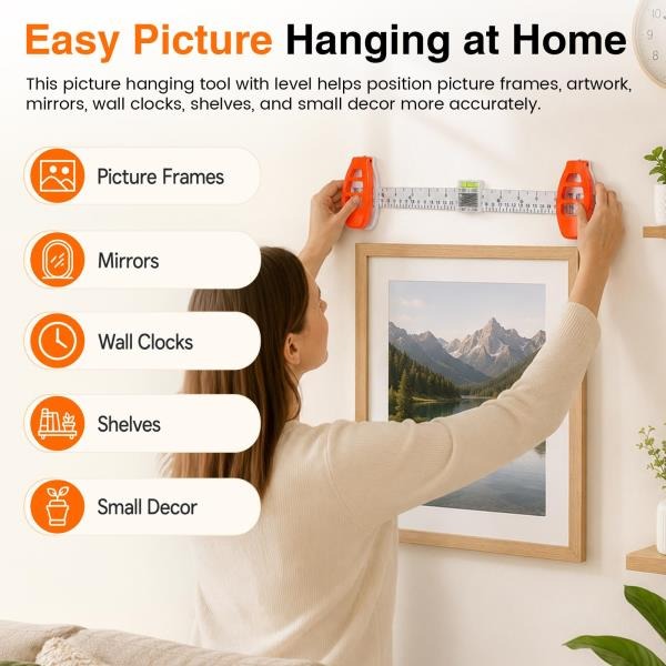 Picture Hanging Tool with Level for Small Frames 15 in 50 Nails