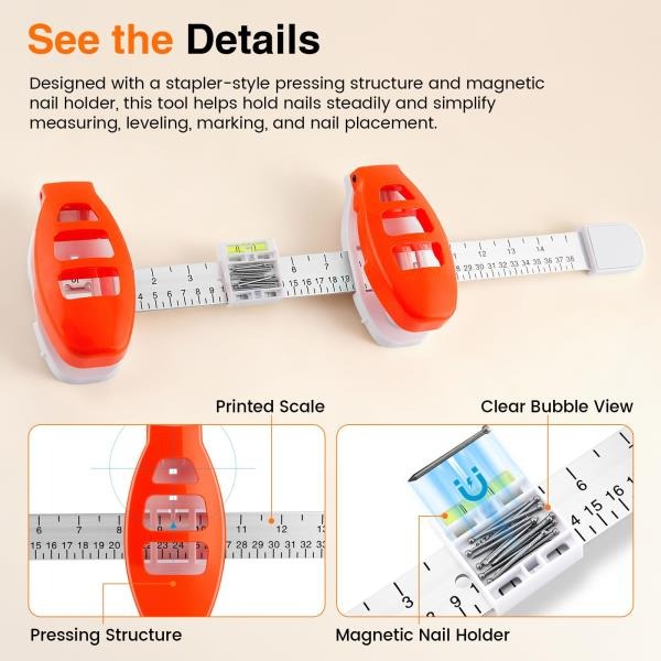 Picture Hanging Tool with Level for Small Frames 15 in 50 Nails
