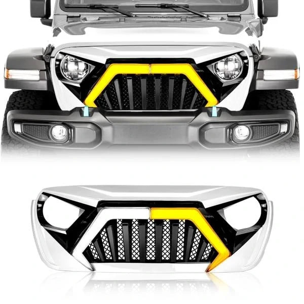 Front Goliath Grill with DRL Turn Signal for 2018 Wrangler JL and 2020 Gladiator JT