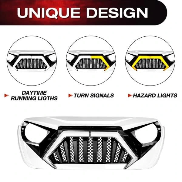 Front Goliath Grill with DRL Turn Signal for 2018 Wrangler JL and 2020 Gladiator JT