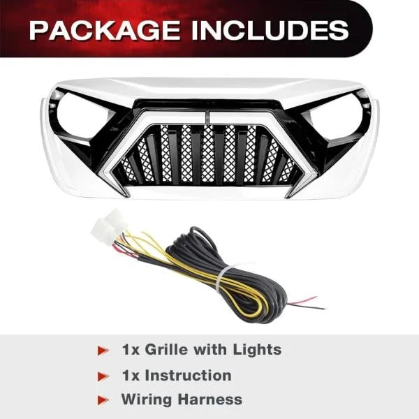 Front Goliath Grill with DRL Turn Signal for 2018 Wrangler JL and 2020 Gladiator JT