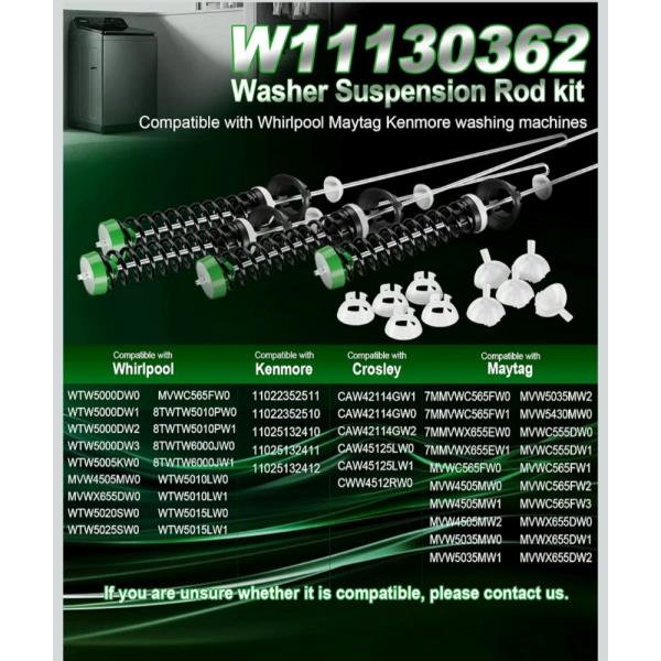 Washer Suspension Rod Kit for Whirlpool W11130362