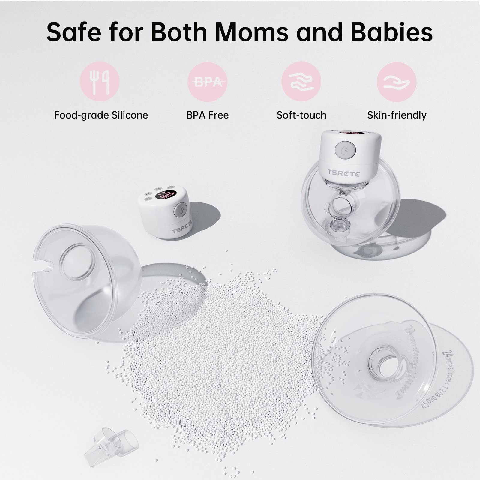 TSRETE Breast Pump, Double Wearable Breast Pump, Electric Hands-Free Breast Pumps with 2 Modes, 9 Levels, LCD Display, Memory Function Rechargeable Double Milk Extractor-24mm Flange, White Retail $62.00