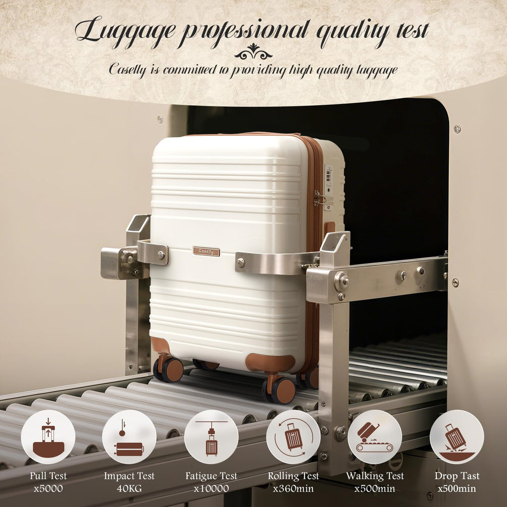 Open-Box New CASELLY Rose Gold Hard-Shell Carry-On Luggage w 360 Spinner Wheels