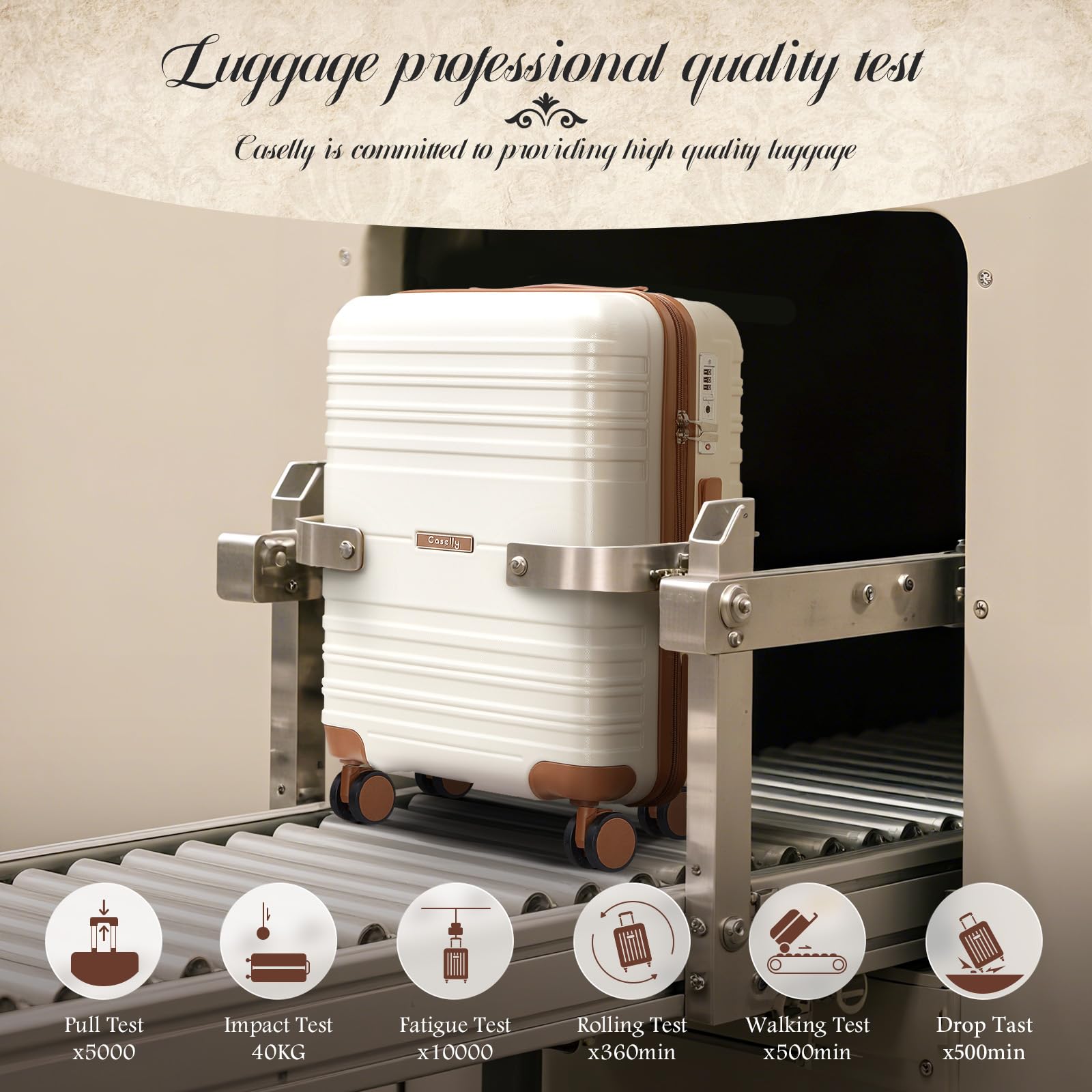 Open-Box New CASELLY Rose Gold Hard-Shell Carry-On Luggage w 360 Spinner Wheels