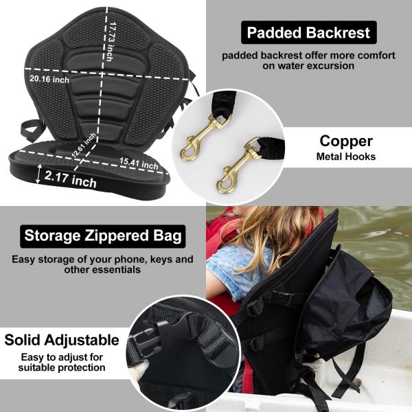Hlogree Kayak Thicken Seat, High Back Deluxe Plus Seat, Storage Bag, 1 Pack Retail $59.00