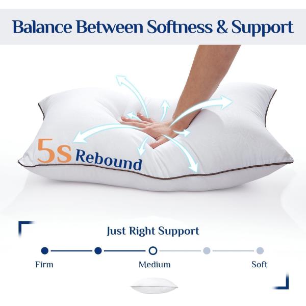 JOLLYVOGUE King Size Pillows Set of 4, Cooling and Firm King Pillows with Oeko-Tex Certified Down Alternative Filling for Side, Back, and Stomach Sleepers, Hotel Collection Retail $39.00
