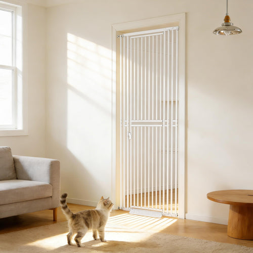 75 Extra Tall Cat Gate Adjustable 27.56-37.02 Wide Pressure Mount White