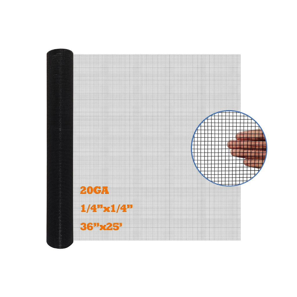 Black PVC Coated Hardware Cloth 36 x 25 - 14 Mesh 20 Gauge