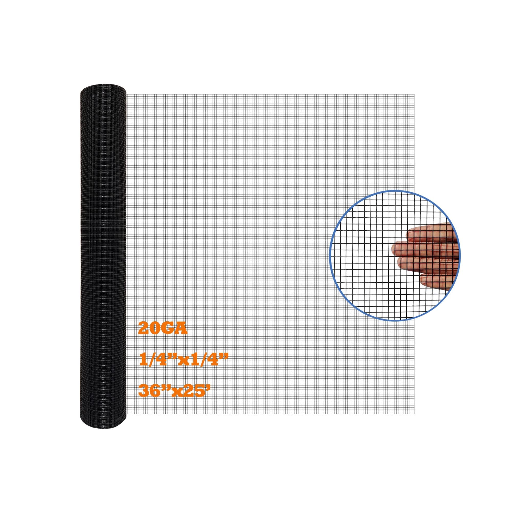 Black PVC Coated Hardware Cloth 36 x 25 - 14 Mesh 20 Gauge