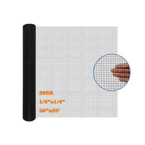 Black PVC Coated Hardware Cloth 36 x 25 - 14 Mesh 20 Gauge