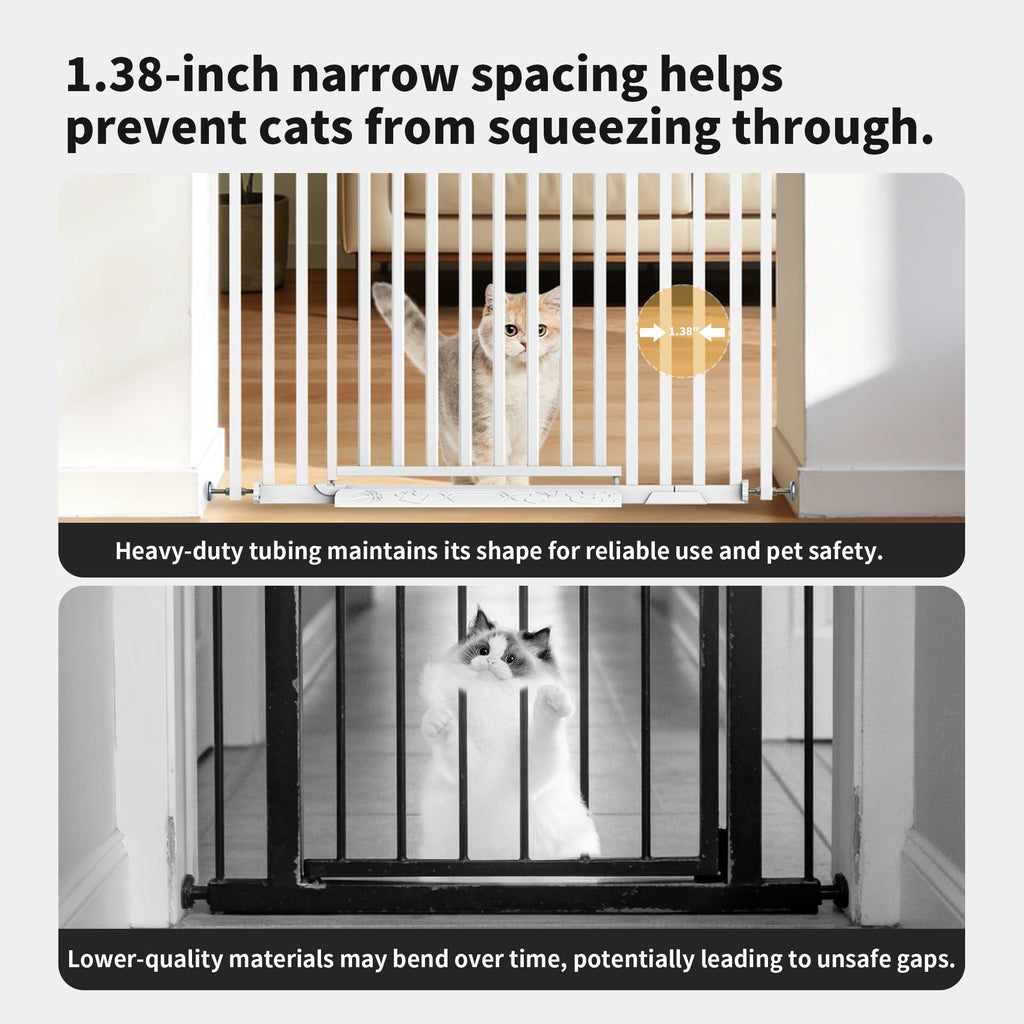 White Extra Tall Pet Safety Gate 78.74 H Adjustable 27.56-32.28 W Pressure Mount