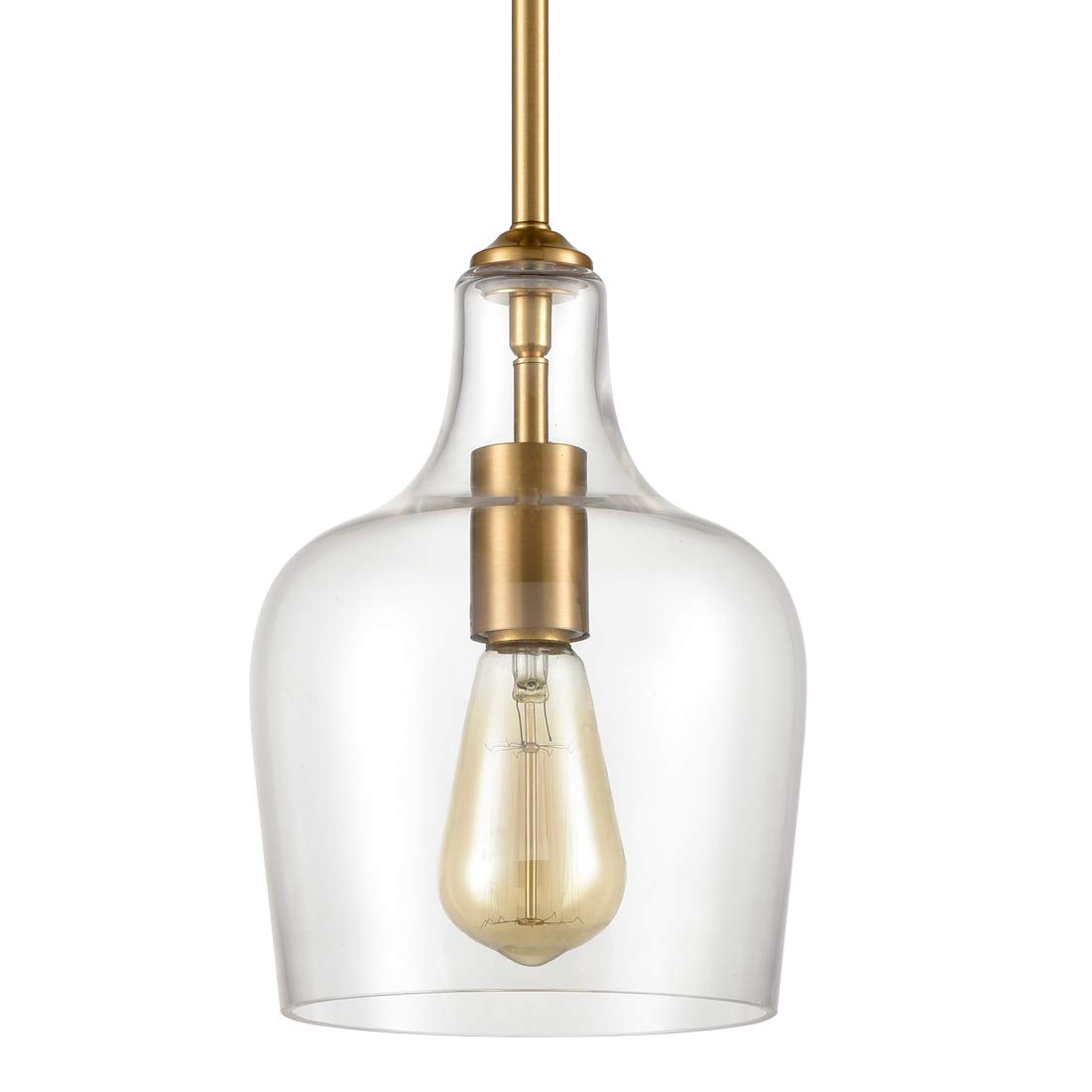 JEENKAE Modern Brass Glass Kitchen Pendant Lighting Rod-Hung Gold Pendant Light, 1-Light-1 Retail $83.00