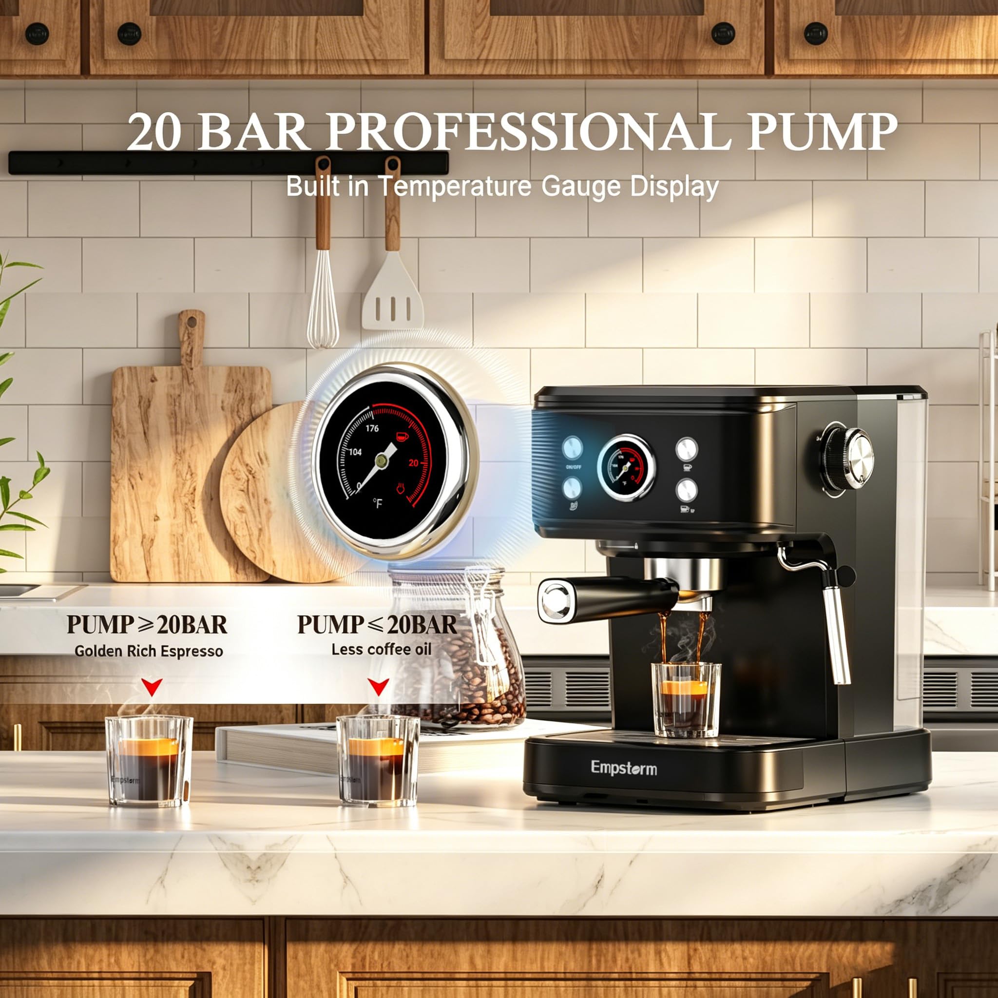 Black 20 Bar Semi-Automatic Espresso Machine with Milk Frother  Nespresso Capsule Brewer