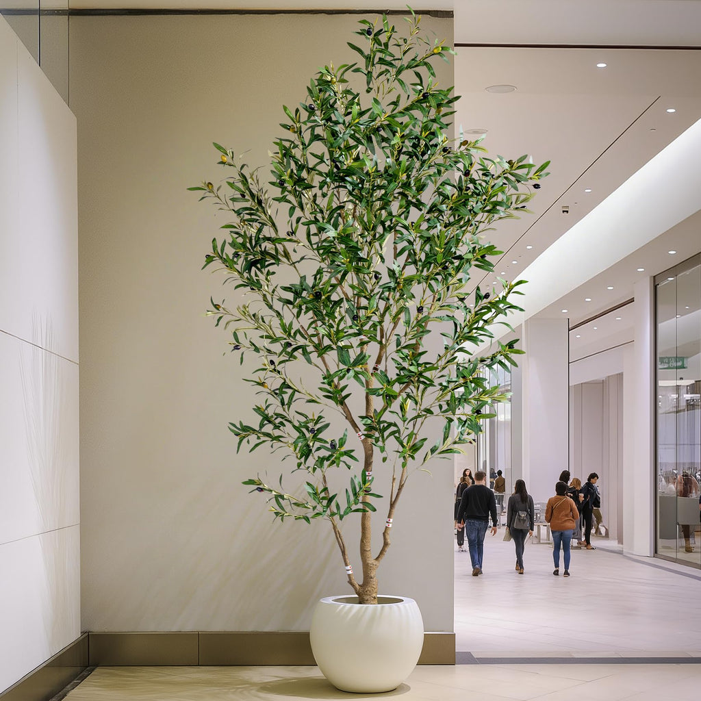 ft Faux Olive Tree with White Pot and Moss Realistic Artificial IndoorOutdoor Plant $134.25 Retail $179.00