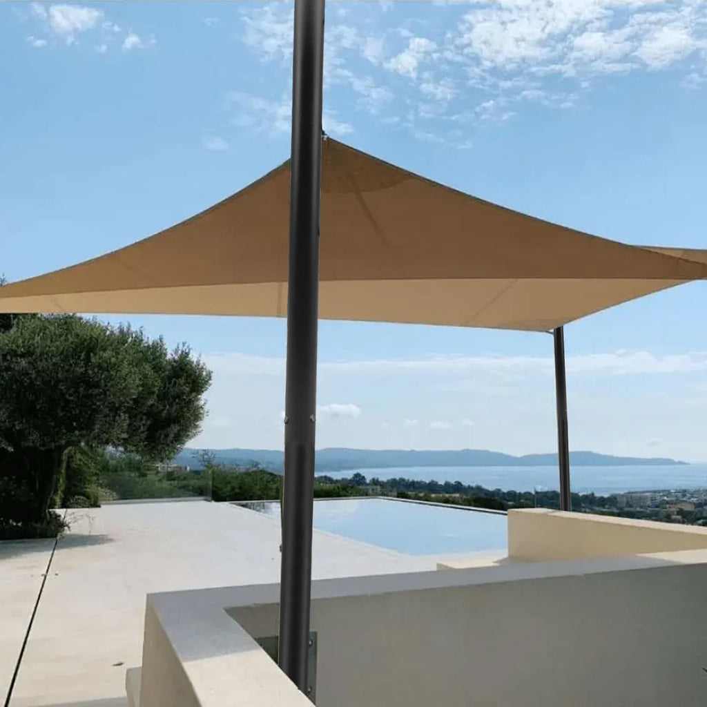 ft Heavy Duty Steel Sun Shade Sail Support Pole Kit Black