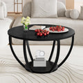 New HOMERECOMMEND Black Round Wooden 2-Tier Coffee Table with Storage Shelves. Retail $65.00
